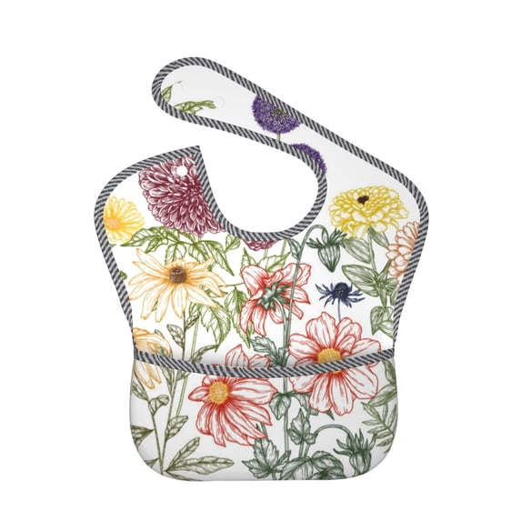 Bingfone Mess-Proof Baby Bib - Waterproof Bib For Baby Boy Or Girl With Food Catcher Pocket, Unisex-Autumn Garden