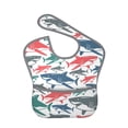 thumbnail image 1 of Bingfone Mess-Proof Baby Bib - Waterproof Bib For Baby Boy Or Girl With Food Catcher Pocket, Unisex-Colorful Shark, 1 of 8