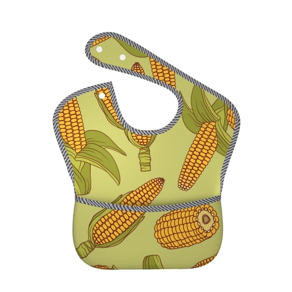 Bingfone Mess-Proof Baby Bib - Waterproof Bib For Baby Boy Or Girl With Food Catcher Pocket, Unisex-Corn