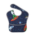 thumbnail image 1 of Bingfone Mess-Proof Baby Bib - Waterproof Bib For Baby Boy Or Girl With Food Catcher Pocket, Unisex-Dinosaur Astronaut Space Surfing, 1 of 8