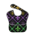 thumbnail image 1 of Bingfone Mess-Proof Baby Bib - Waterproof Bib For Baby Boy Or Girl With Food Catcher Pocket, Unisex-Mardi Gra Geometric, 1 of 8
