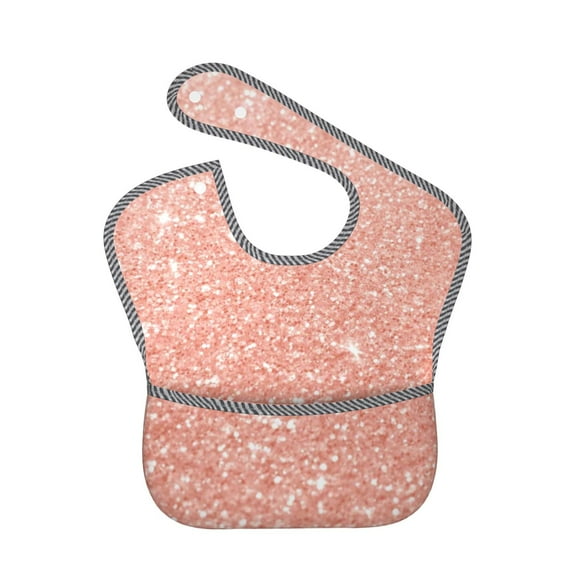 Bingfone Mess-Proof Baby Bib - Waterproof Bib For Baby Boy Or Girl With Food Catcher Pocket, Unisex-Rose Gold Glitter