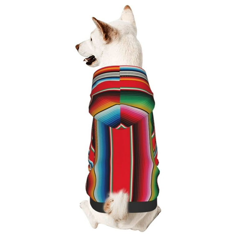 Bingfone Mexican Serape Blanket Stripes Dog Clothes Hoodie, Pet