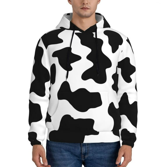 Bingfone Milk Cow Men'S Drawstring Hoodie Long Sleeve Pocket Sweatshirts-Large