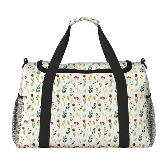 Bingfone Mini Wildflower Watercolor Print Travel Duffel Tote Bag,Waterproof Shoulder Weekender Bag For Women and Men Swim Sports Travel Gym Bag,Foldable and expandable bag Lightweight