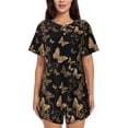 thumbnail image 1 of Bingfone Modern Golden Butterfly Print Pajamas Sets for Women Soft Short-Sleeved Pjs with Lounge Shorts Two Piece Sleepwear, 1 of 8