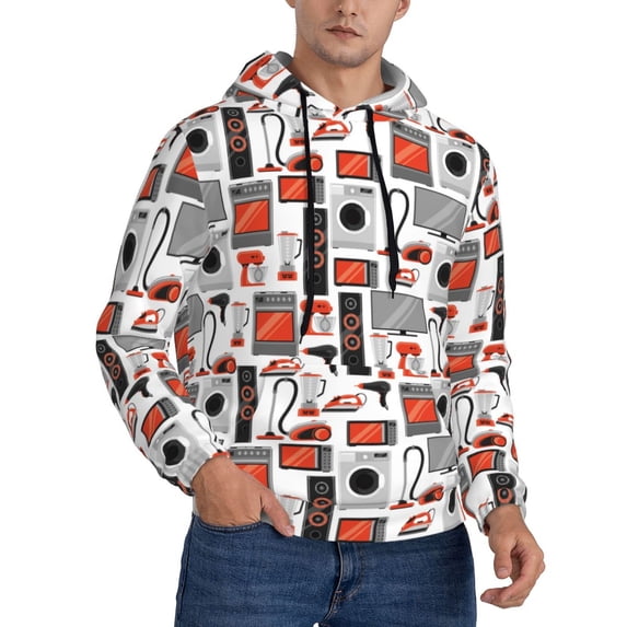 Bingfone Modern Life Men's Drawstring Hoodie Long Sleeve Pocket Sweatshirts-XX-Large