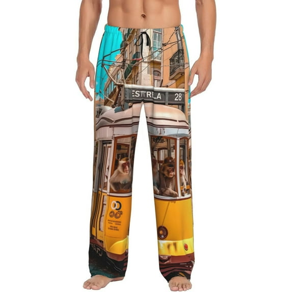 Bingfone Modern Urban Monkey Mens All Over Print Sleep Pajama Pants-Medium