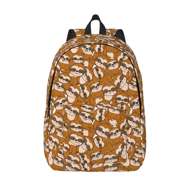 Bingfone Monkey Sloth Print Canvas College Laptop Backpack, Large