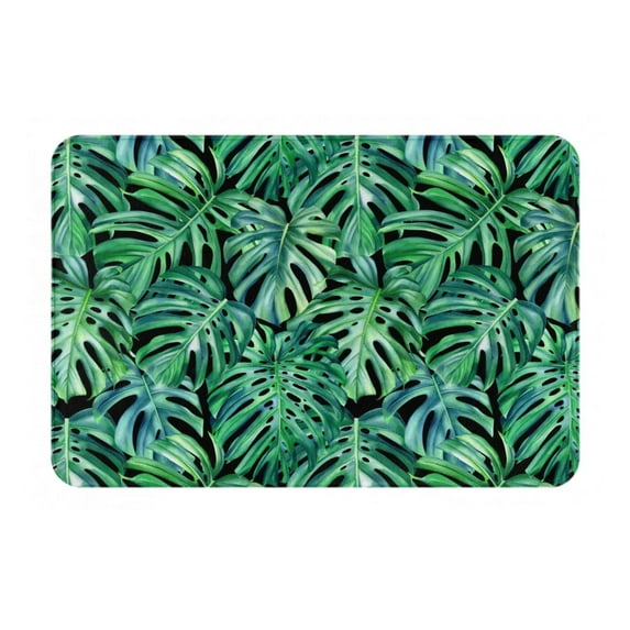 Bingfone Monstera Leaves Door Mat 16"X24" Front Entrance Non-Slip Low Profile Washable For Entryway