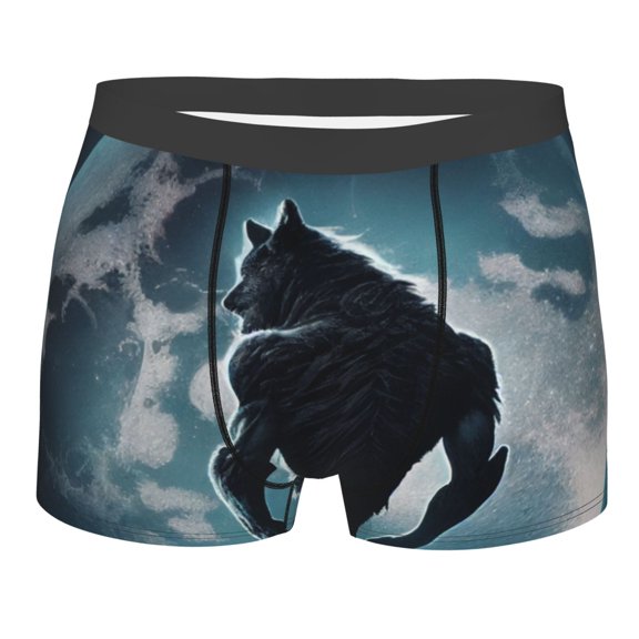 Bingfone Moon Wolf Warrior Men's Underwear - Casual Stretch Boxer Briefs-X-Large