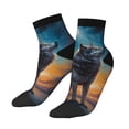 thumbnail image 1 of Bingfone Moonlit Night Sky Wolf Design Patterned Men's Women's Casual Cotton Socks, 1 of 5