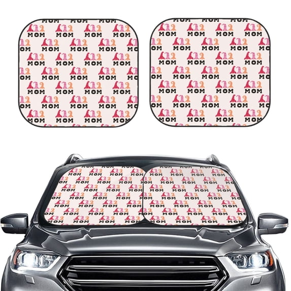 Bingfone Mothers Day Windshield Sun Shade 2-Piece Foldable Car Front Window Sunshade for Most Sedans SUV Truck-Medium