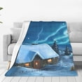 thumbnail image 1 of Bingfone Mountain Cottage In Snow Print Flannel Fleece Blanket Throw Blanket For Bed,Sofa,Couch,Travel,Camping(50"X40"), 1 of 9