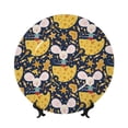 thumbnail image 1 of Bingfone Mouse Cheese Print Bone China Dinner Decorative Plates,Handmade Ceramic Dinner Plate with Stand for Home Club-7in, 1 of 6