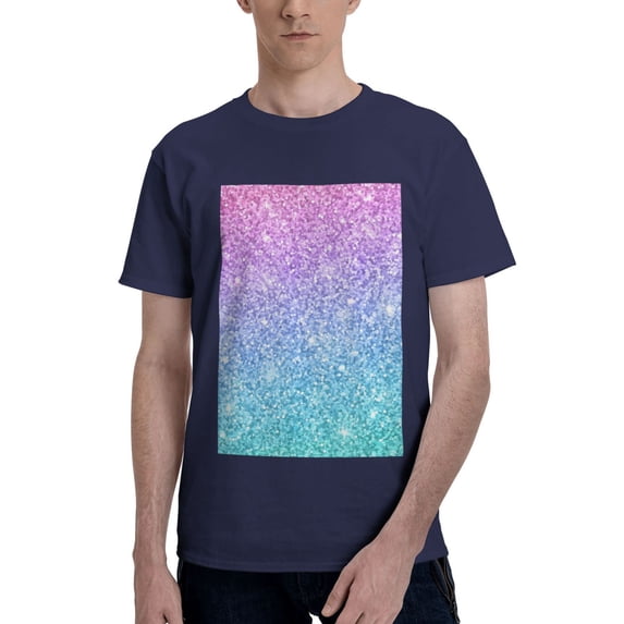 Bingfone Multicolor Glitter Men'S Loose Fit Short-Sleeve Pocket T-Shirt