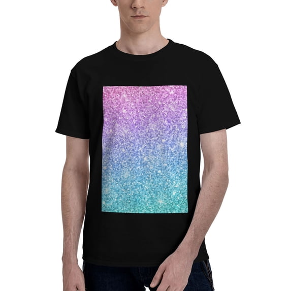 Bingfone Multicolor Glitter Men'S Loose Fit Short-Sleeve Pocket T-Shirt