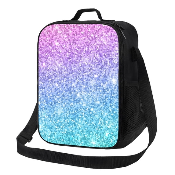 Bingfone Multicolor Glitter Reusable Insulated Lunch Bag Cooler For Work School Picnic Or Travel