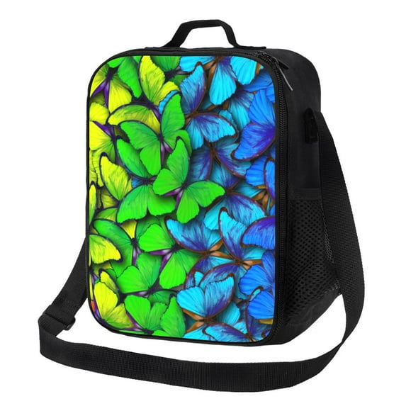 Bingfone Multicolored Butterflies Reusable Insulated Lunch Bag Cooler for Work School Picnic or Travel