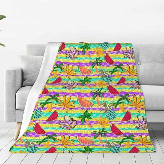 Bingfone Multicolored Tropical Print Flannel Fleece Blanket Throw Blanket for Bed,Sofa,Couch,Travel,Camping(40"x30" )