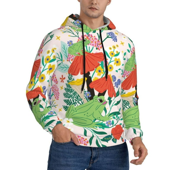 Bingfone Mushroom And Frogs Men'S Drawstring Hoodie Long Sleeve Pocket Sweatshirts-Medium