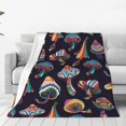 thumbnail image 1 of Bingfone Mushroom Doodle Print Flannel Fleece Blanket Throw Blanket For Bed,Sofa,Couch,Travel,Camping(60"X50"), 1 of 9