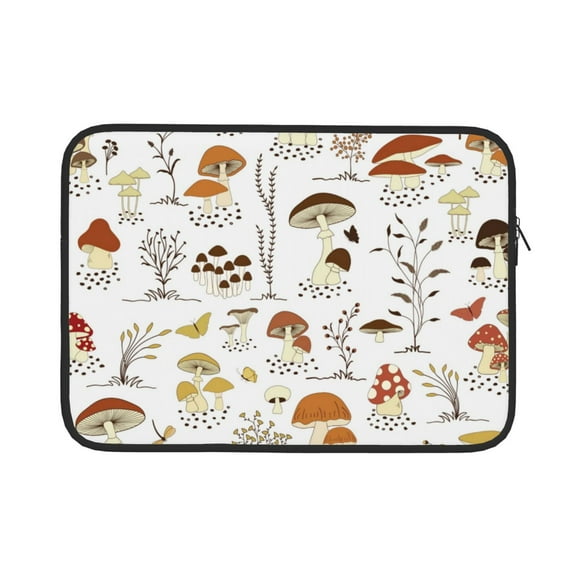 Bingfone Mushrooms And Butterflies Laptop Sleeve Case 13 Inch, 360° Protective Computer Carrying Bag