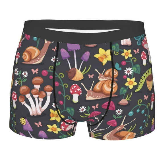 Bingfone Mushrooms Snails Butterflies Men'S Underwear - Casual Stretch Boxer Briefs-Medium