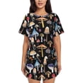 thumbnail image 1 of Bingfone Mushrooms and Autumn Leaves Print Pajamas Sets for Women Soft Short-Sleeved Pjs with Lounge Shorts Two Piece Sleepwear, 1 of 8