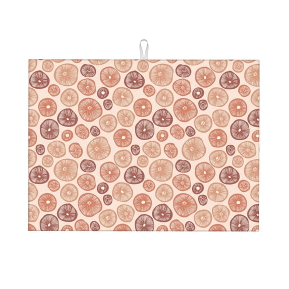 Bingfone Mushrooms2 ,18" x 24"Dish Drying Mat for Kitchen Counter,Ultra Absorbent Microfiber