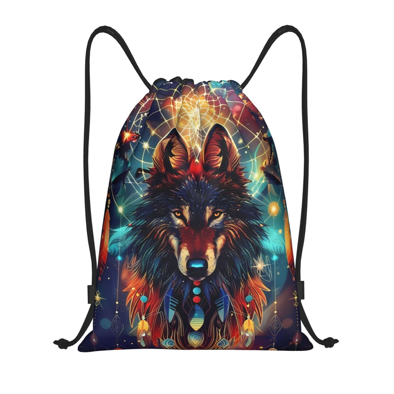 Bingfone Mystic Wolf Dreamcatcher Drawstrings Backpacks Bags for Men ...