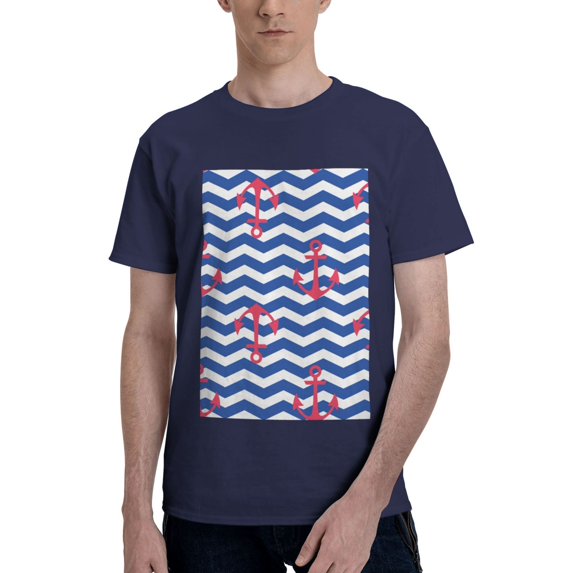 Bingfone Nautical Anchors Men'S Loose Fit Short-Sleeve Pocket T-Shirt