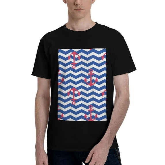 Bingfone Nautical Anchors Men'S Loose Fit Short-Sleeve Pocket T-Shirt