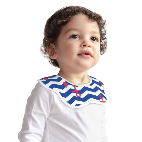 Bingfone Nautical Anchors Soft Bibs For Baby Boy Girl 360 Rotate Petal Absorbent Bibs Washable For Drooling Teething
