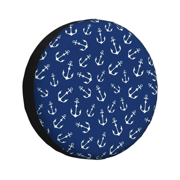 Bingfone Nautical Anchors Spare Tire Cover Weatherproof Universal Wheel Protectors For Rv Camper Travel Trailer Suv Truck-17 Inch