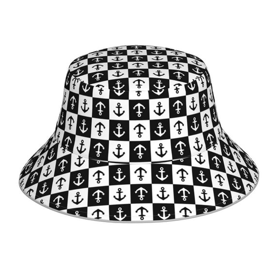 Bingfone Nautical Anchors1 Bucket Hat for Men Women,Packable Reversible Printed Sun Hats,Fisherman Outdoor Travel Hiking Beach Caps