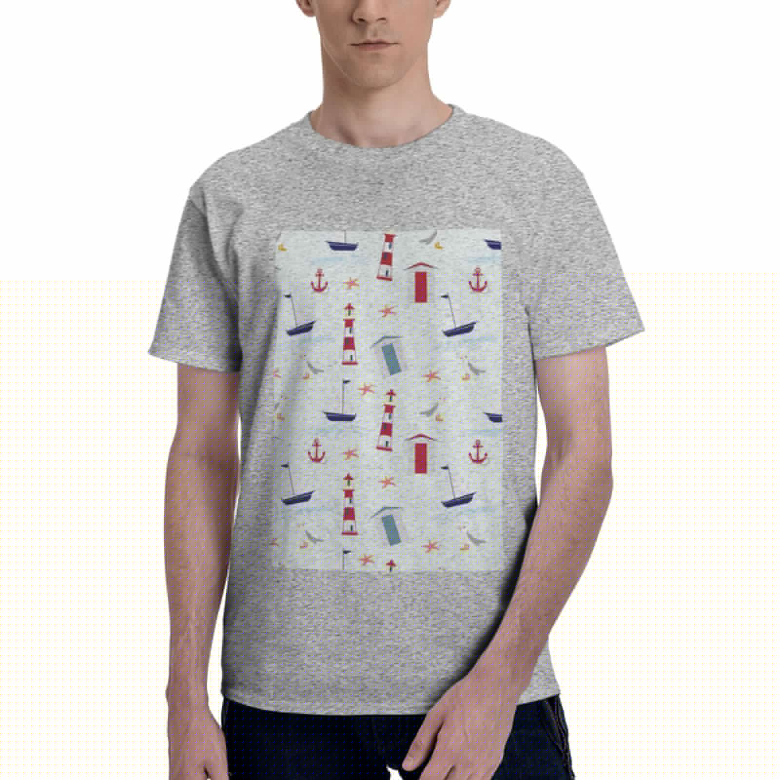 thumbnail image 1 of Bingfone Nautical Lighthouse Sailboat Men'S Loose Fit Short-Sleeve Pocket T-Shirt, 1 of 7