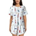 thumbnail image 1 of Bingfone Nautical Lighthouse Sailboat Print Pajamas Sets for Women Soft Short-Sleeved Pjs with Lounge Shorts Two Piece Sleepwear, 1 of 1