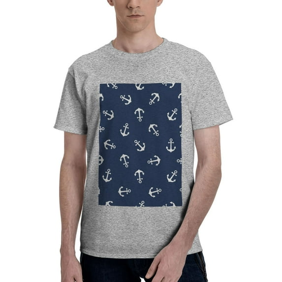 Bingfone Nautical Themed Simple Anchors Men'S Loose Fit Short-Sleeve Pocket T-Shirt