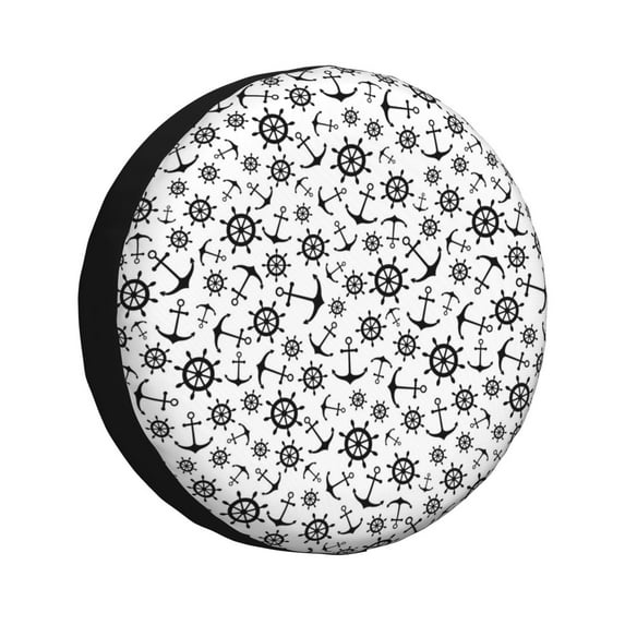 Bingfone Nautical Themed Simple Anchors Spare Tire Cover Weatherproof Universal Wheel Protectors For Rv Camper Travel Trailer Suv Truck-16 Inch