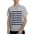 thumbnail image 1 of Bingfone Navy Blue And White Stripes Men'S Loose Fit Short-Sleeve Pocket T-Shirt, 1 of 7