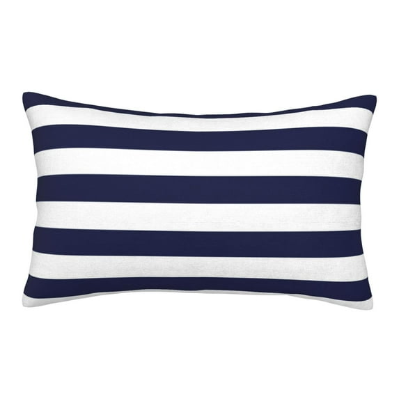 Bingfone Navy Blue And White Stripes Standard Size Pillowcase, Long Staple Pure Cotton Envelope Closure Pillow Cover,14"X20"