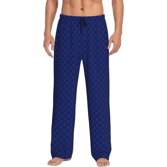 Bingfone Navy Blue Mens All Over Print Sleep Pajama Pants-XX-Large