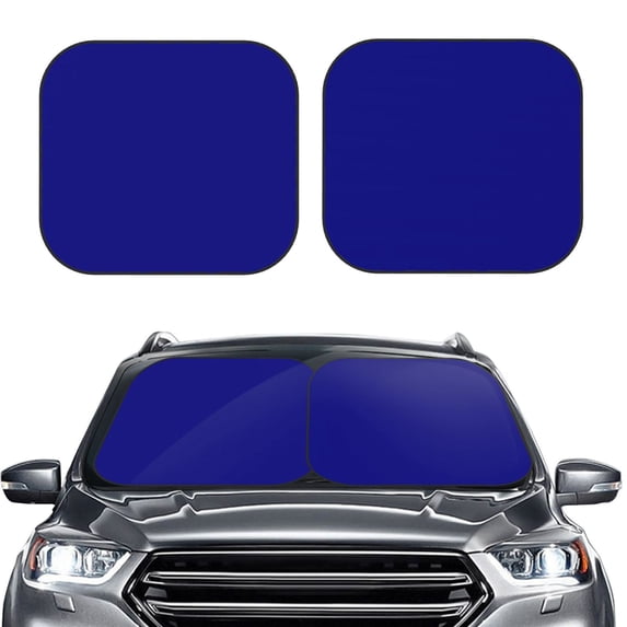 Bingfone Navy Print 2-Piece Sun Shade Front Windshield - Foldable Car Front Window Sunshades For Most Sedans Suv Truck - Large