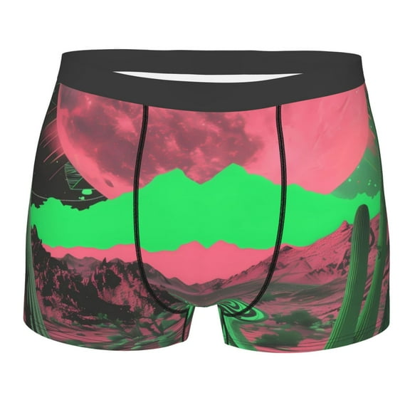 Bingfone Neon Desert Moon Men's Underwear - Casual Stretch Boxer Briefs-Medium