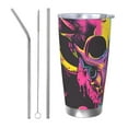 thumbnail image 1 of Bingfone Neon Gothic Skull Moon for 20 Oz Stainless Steel Travel Mug Double Wall Water Coffee Cup for Home,Office, Outdoor Works Great for Ice Drinks and Hot Beverage-Straw Three-piece Set, 1 of 8