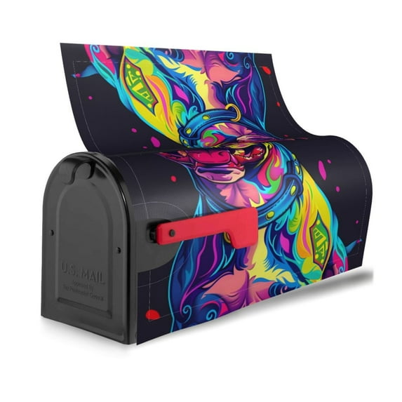 Bingfone Neon Pop Art Pitbull Magnetic Mailbox Cover Standard Size for Garden Yard Outdoor Decorations-21x18 in