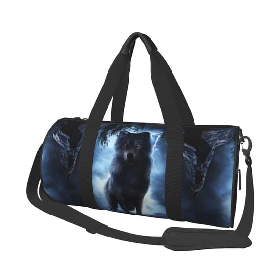 Bingfone Night Scene of Wolves Print Gym Duffle Backpack for Men Women,Travel Weekender Carry-On Bags with Detachable Back Pack Straps for Traveling Overnight Climb Sports