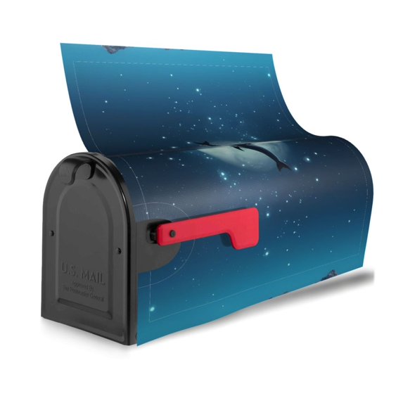Bingfone Night Sky Moon Dolphin Magnetic Mailbox Cover Standard Size for Garden Yard Outdoor Decorations-21x18 in
