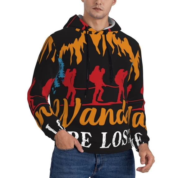 Bingfone Not All Who Wander Are Lost Hiking Men's Drawstring Hoodie Long Sleeve Pocket Sweatshirts-XX-Large